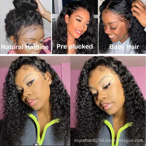 Transparent Swiss Lace Wigs Vendors, 100% Virgin Indian Human Hair wigs, Pre Plucked Glueless Curly Hair HD Lace Front Wig